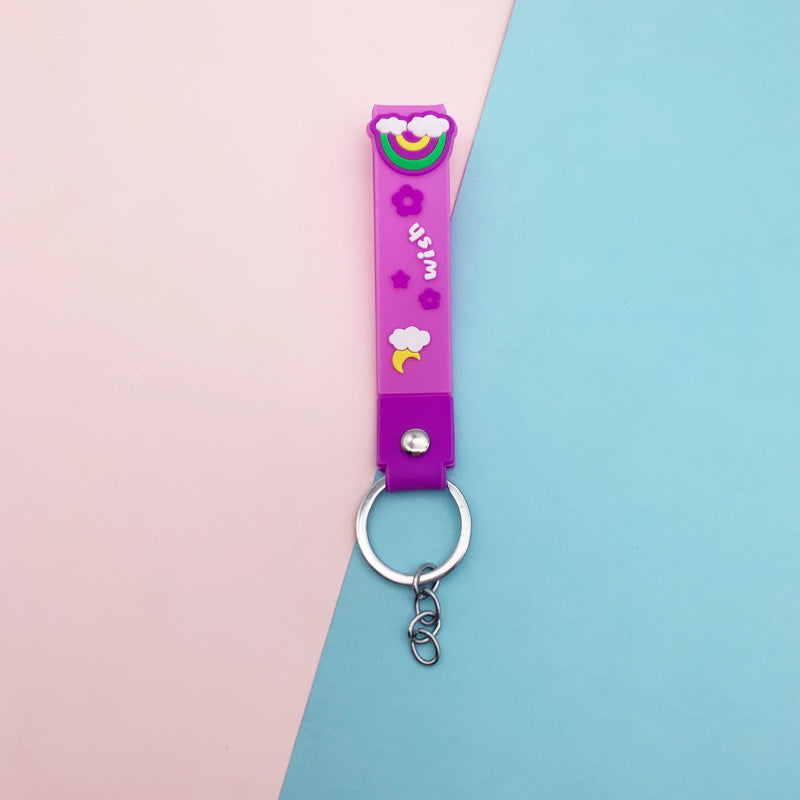 Wholesale Candy Color Rainbow Soft PVC Lanyard Keychains